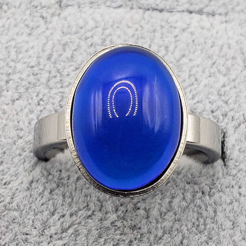 Silver oval mood stone - mood,
